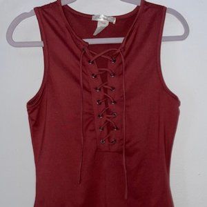 GAZE USA Red Sleeveless Bodysuit Large GAZE USA Red Sleeveless Bodysuit Large